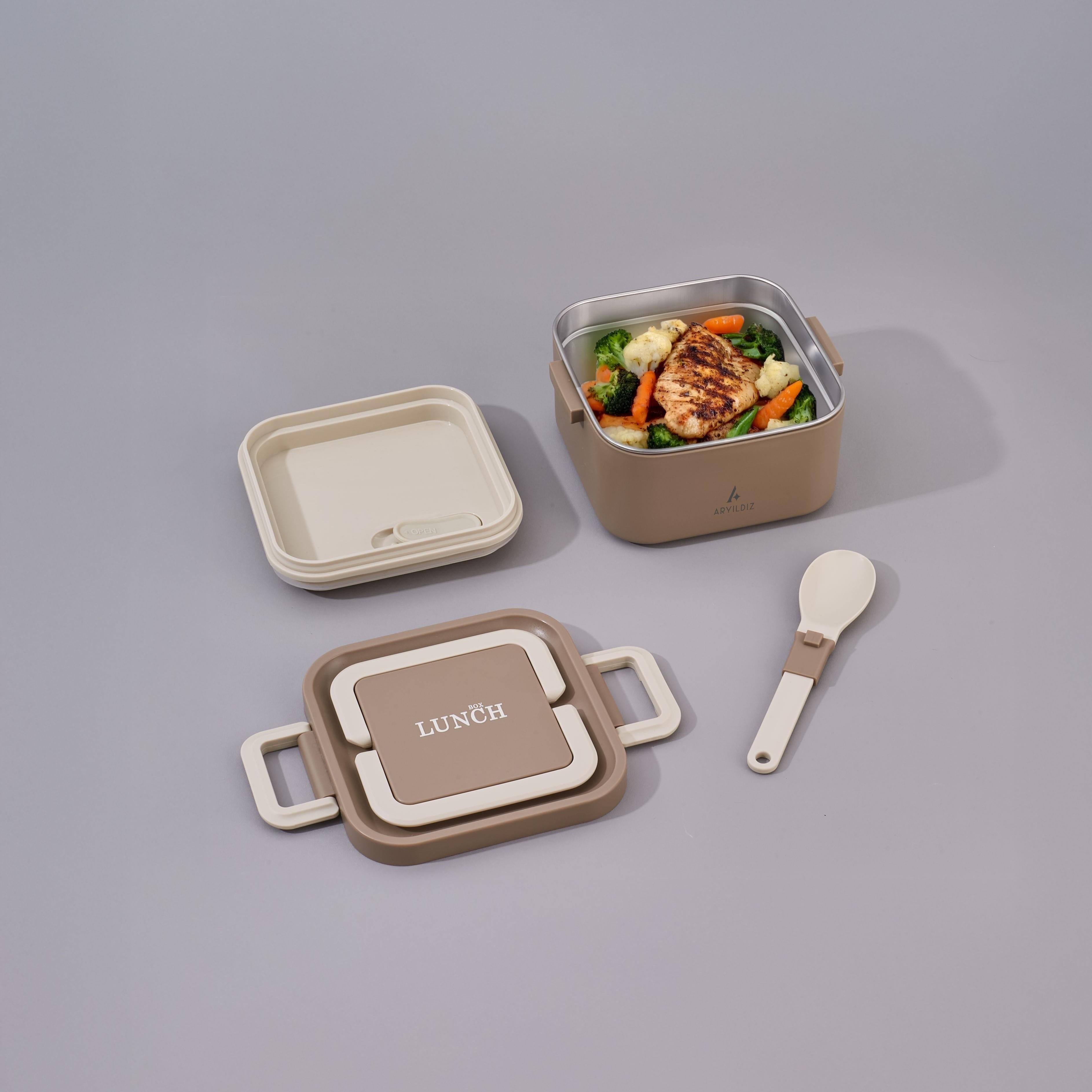 Aryıldız Bento Kare Lunch Box Yemek Termosu Vizon 700 ml