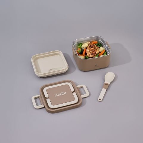 Aryıldız Bento Kare Lunch Box Yemek Termosu Vizon 700 ml