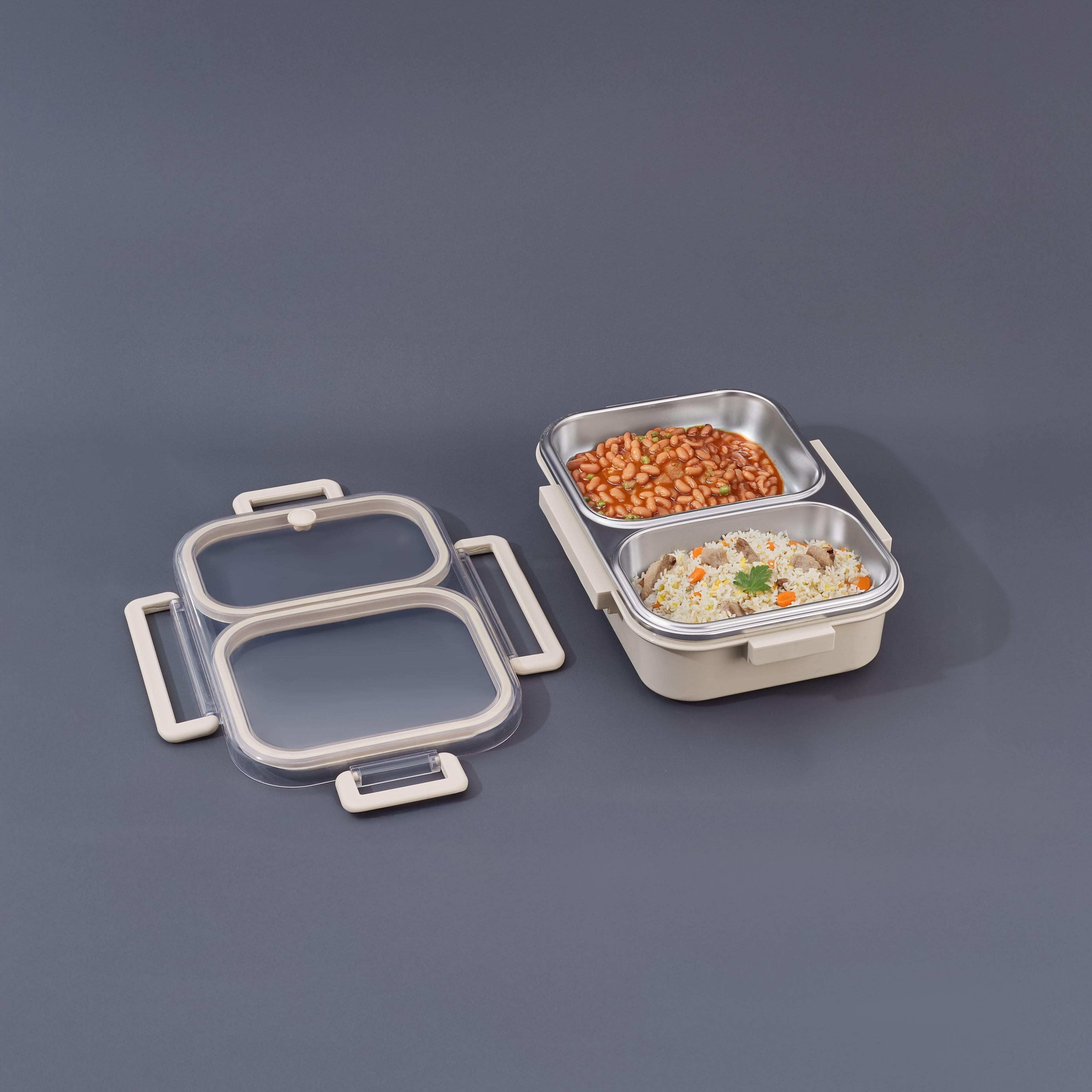 Aryıldız Bento Dikdörtgen 2 Bölmeli Lunch Box Yemek Termosu Vizon 1000 ml