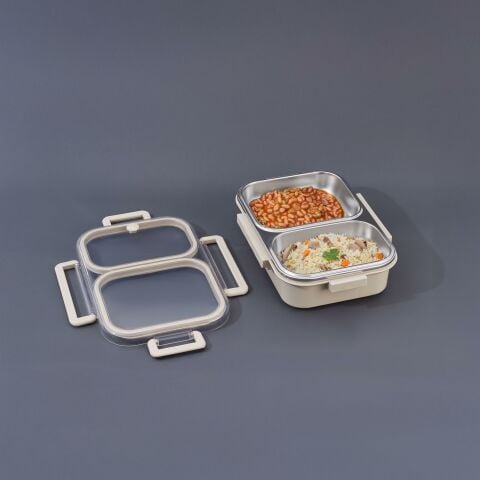 Aryıldız Bento Dikdörtgen 2 Bölmeli Lunch Box Yemek Termosu Vizon 1000 ml