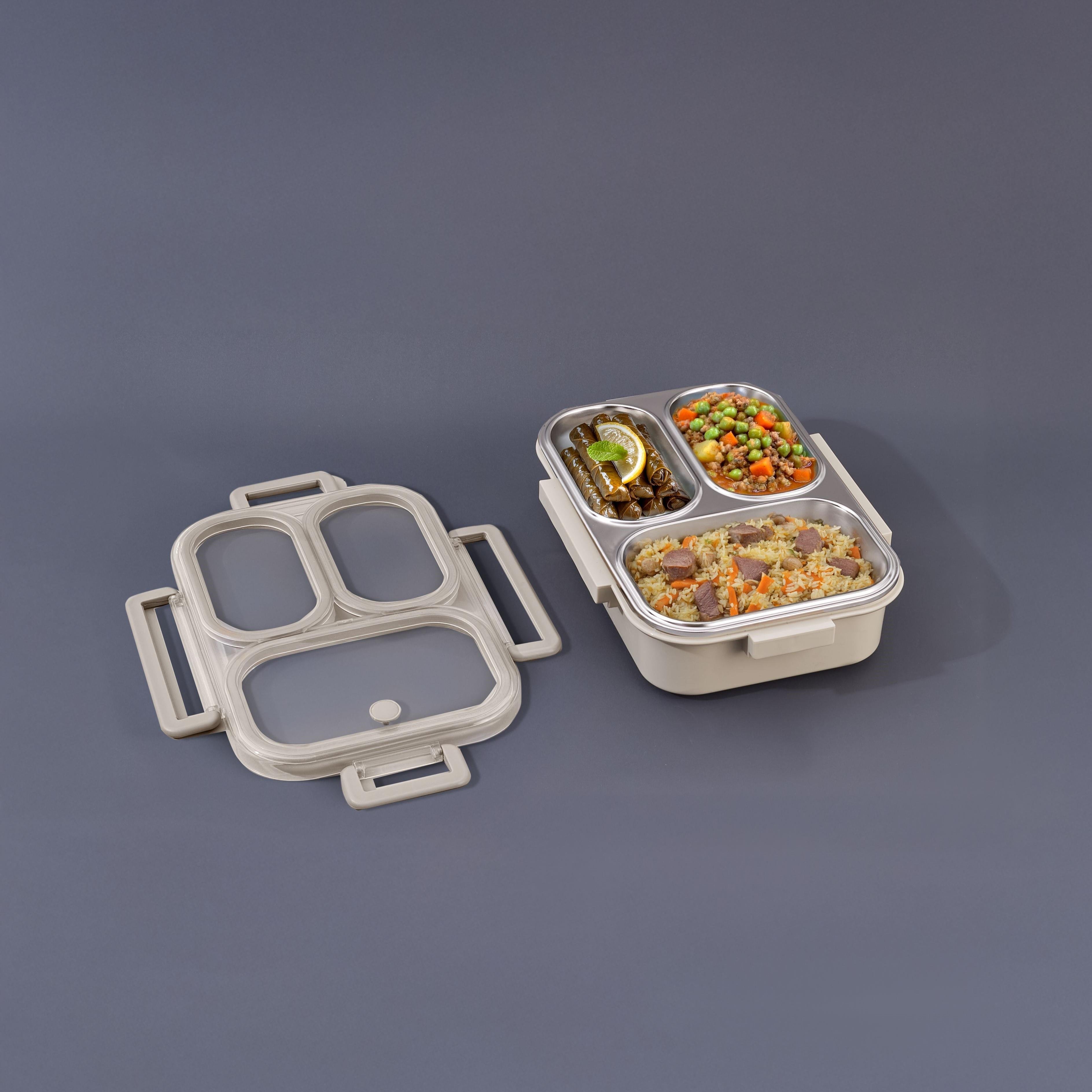 Aryıldız Bento Dikdörtgen 3 Bölmeli Lunch Box Yemek Termosu Kahverengi 1000 ml