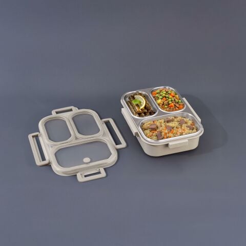 Aryıldız Bento Dikdörtgen 3 Bölmeli Lunch Box Yemek Termosu Kahverengi 1000 ml